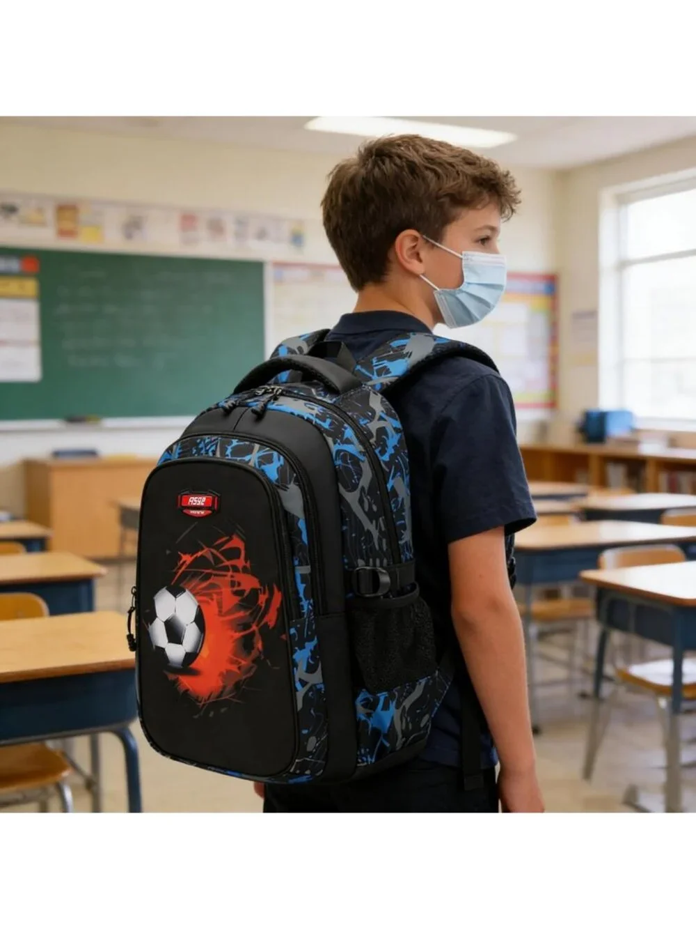 Camo Waterproof Backpack for Boys - Stylish School Bag & Travel Bookbag (Blue)